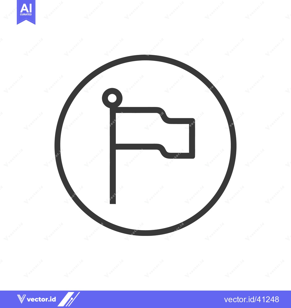 Premium Vector dari Minimalist Flag Icon in Circle, Simple Line Art Symbol
