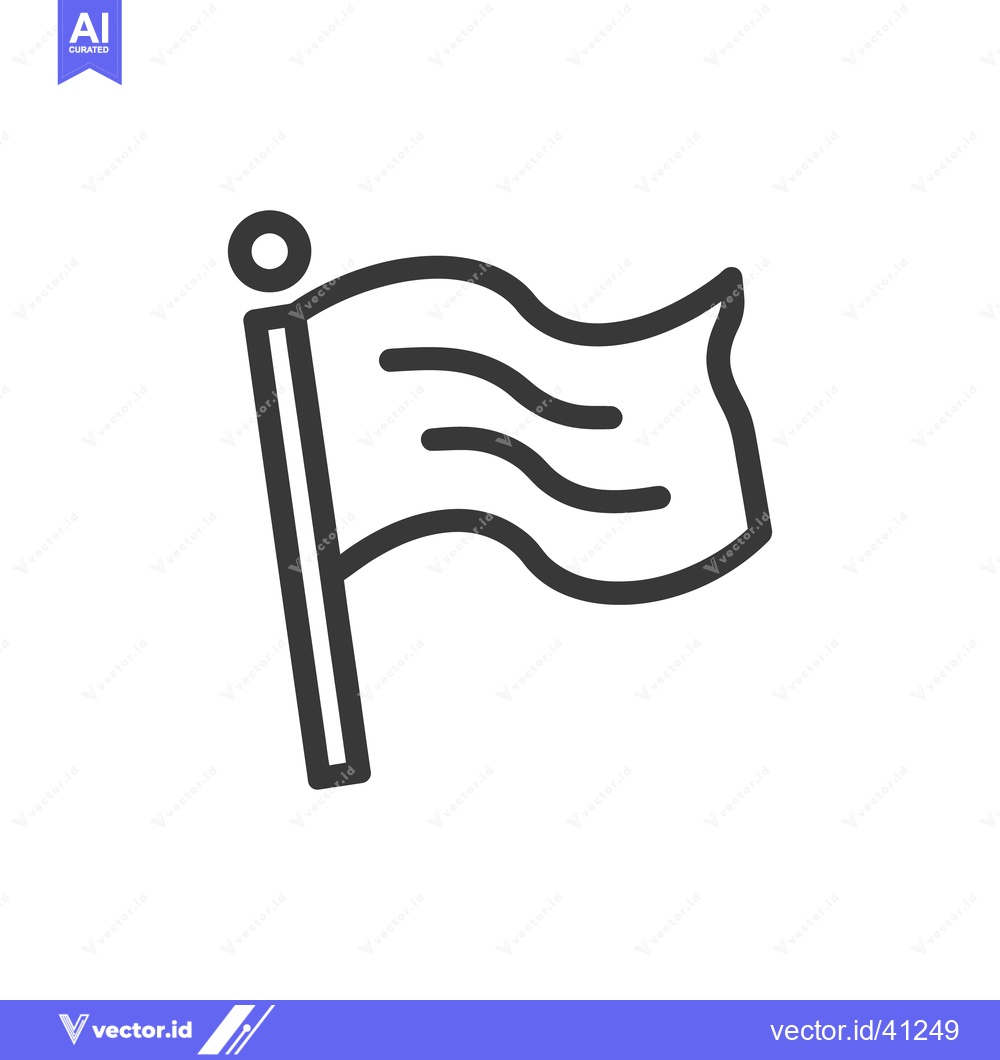 Premium Vector dari Simple Waving Flag Icon with Pole and Circular Top