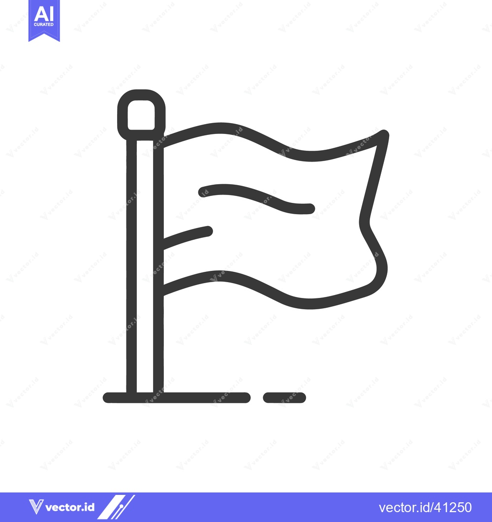 Premium Vector dari Minimalist Flag Icon: Waving Banner on Pole, Line Art Symbol