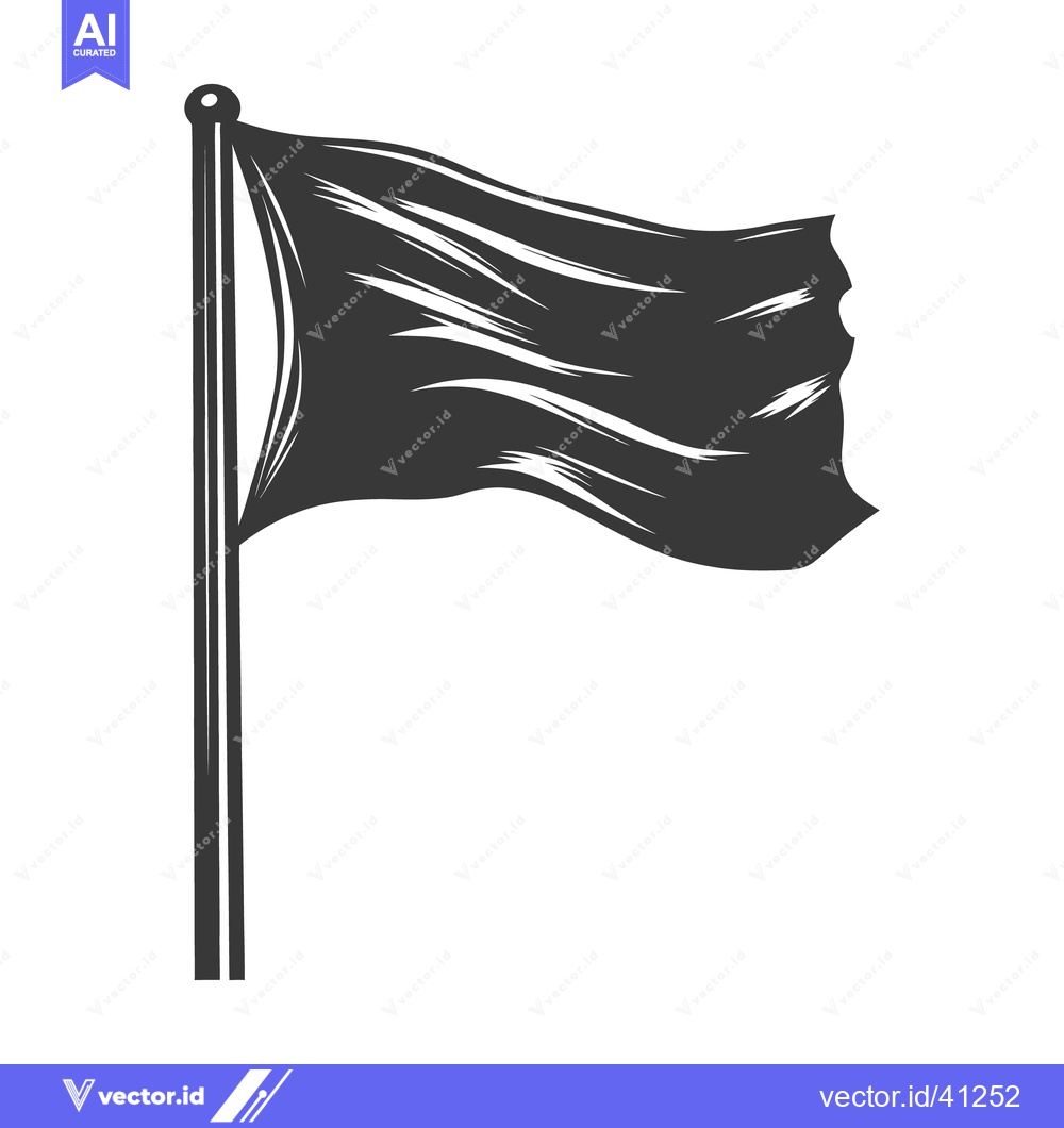Premium Vector dari A waving black flag attached to a tall wooden pole