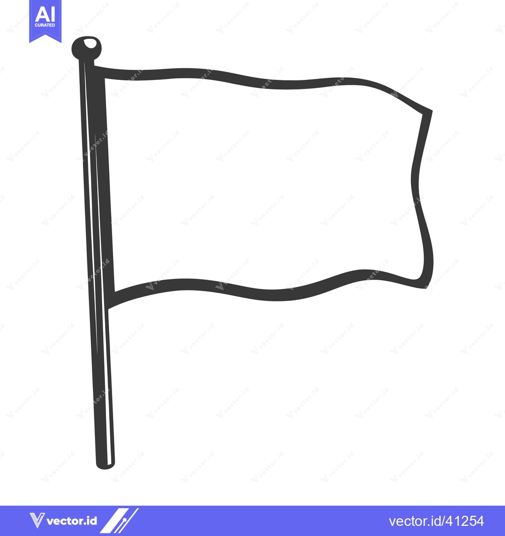 Premium Vector of A monochrome drawing depicts a waving flag on a pole