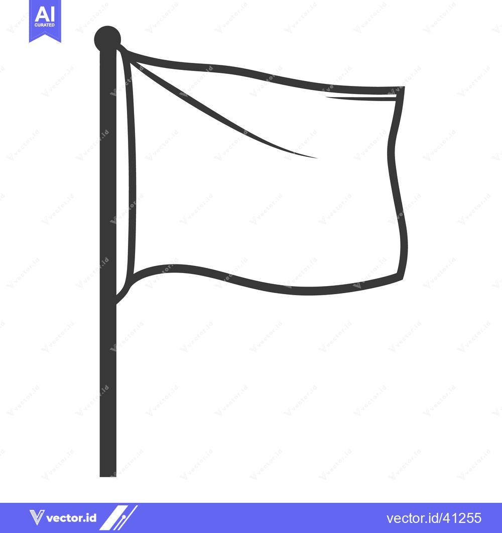 Premium Vector of A simplified line drawing depicting a white flag on a pole