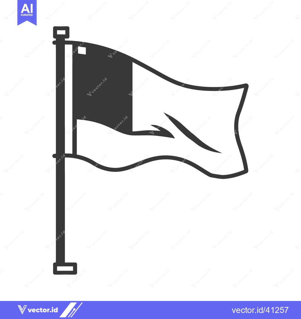 Premium Vector dari A monochrome illustration depicting a waving flag on a flagpole