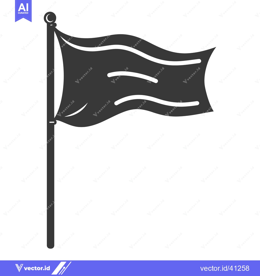 Premium Vector dari A black flag waving on a tall vertical wooden pole