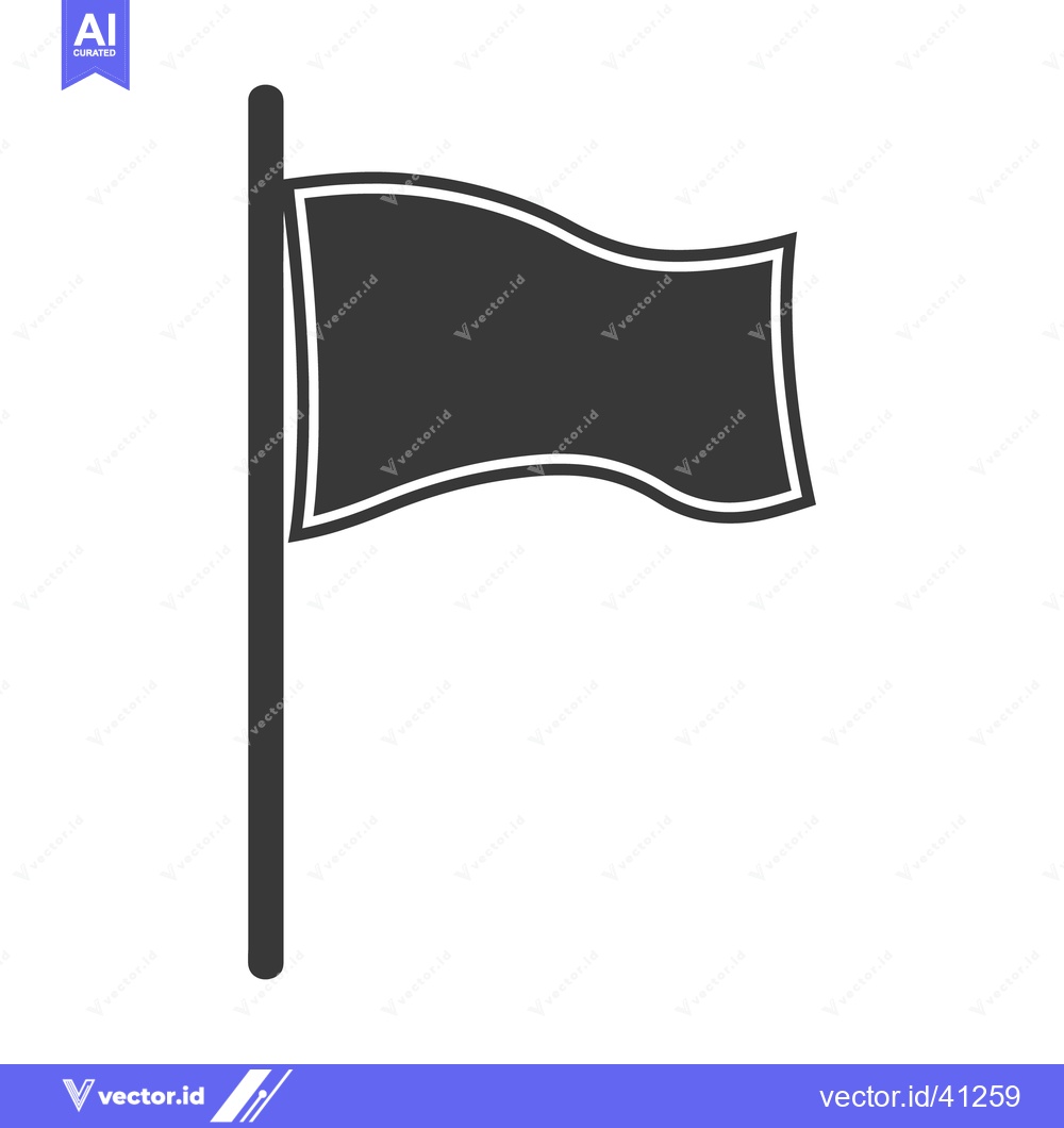 Premium Vector of A stylized monochrome flag waving on a vertical pole