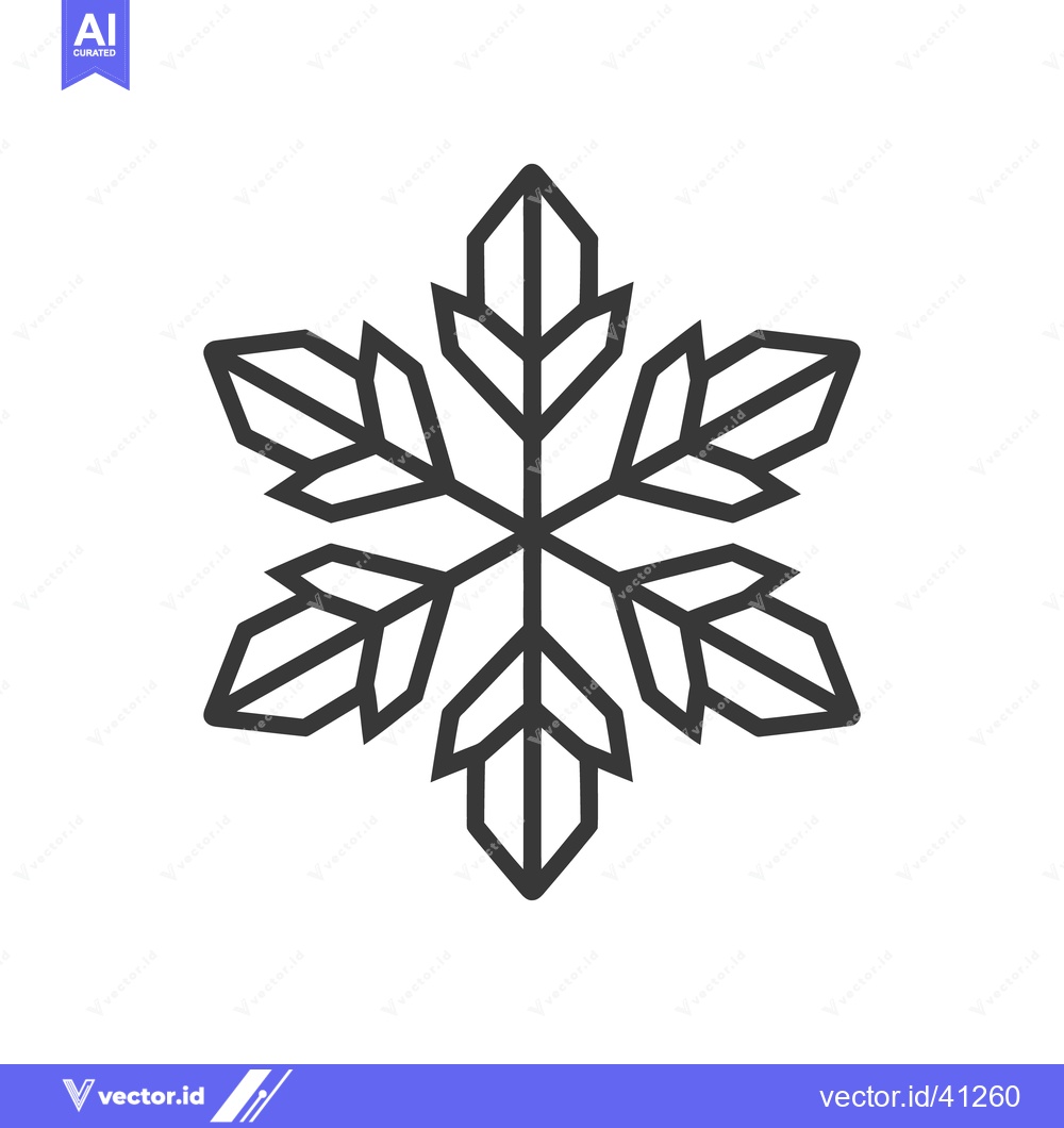 Premium Vector of Minimalist Snowflake Icon: Geometric Winter Symbol on White