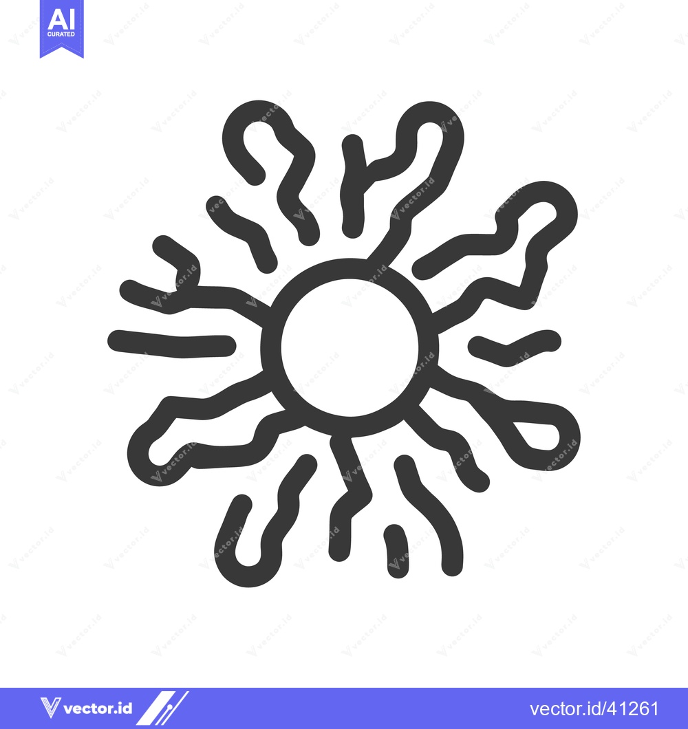 Premium Vector dari Stylized Sun Icon with Wavy Rays, Minimalist Design on White Backgroun