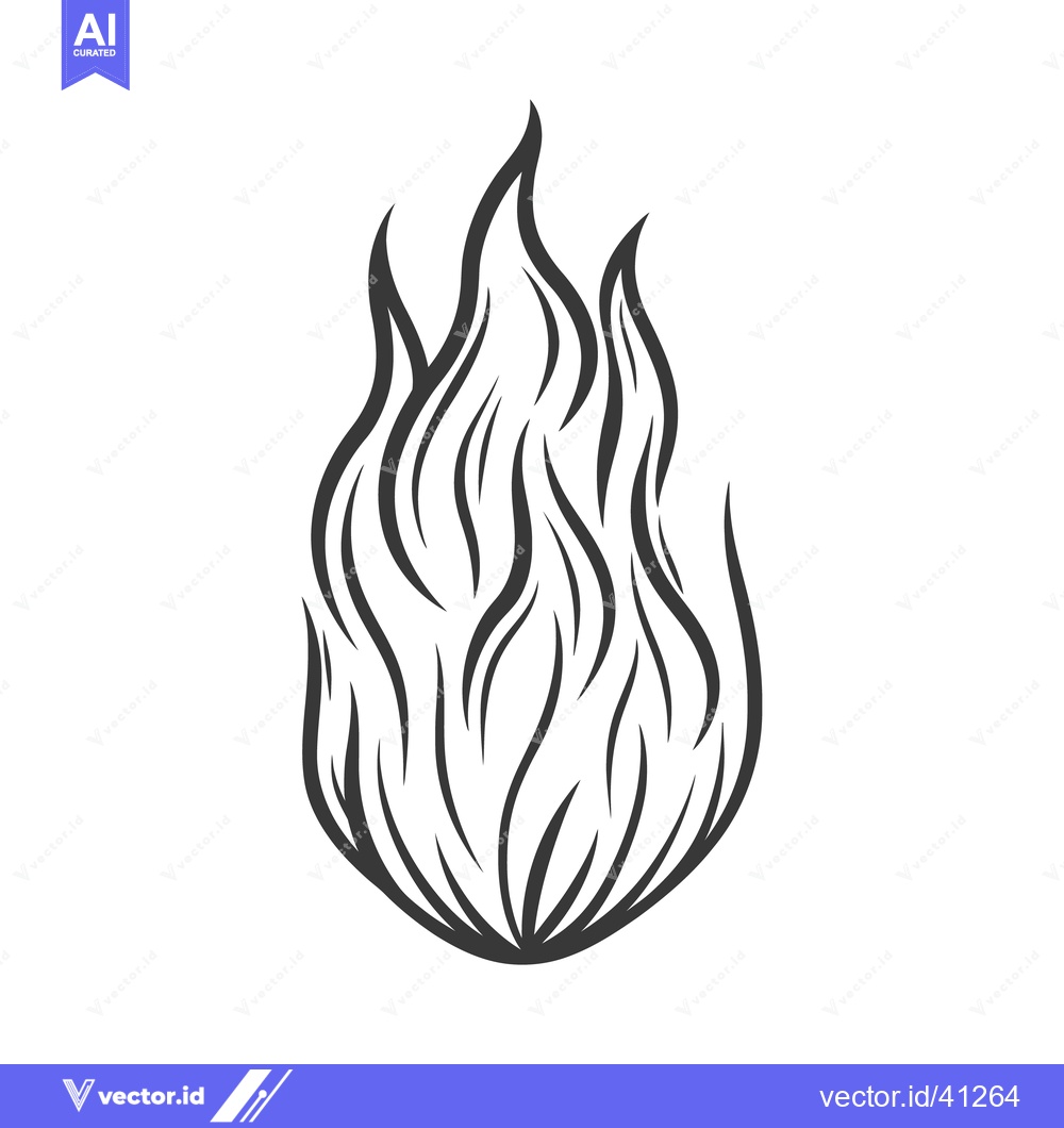 Premium Vector of A stylized black and white drawing depicts the flames of fire