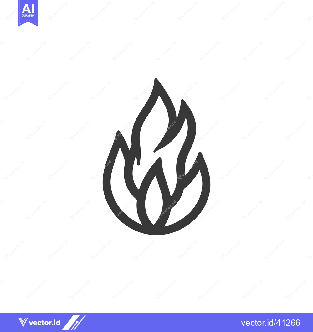 Premium Vector of Simple graphic outline representing a fire flame symbol on white backg