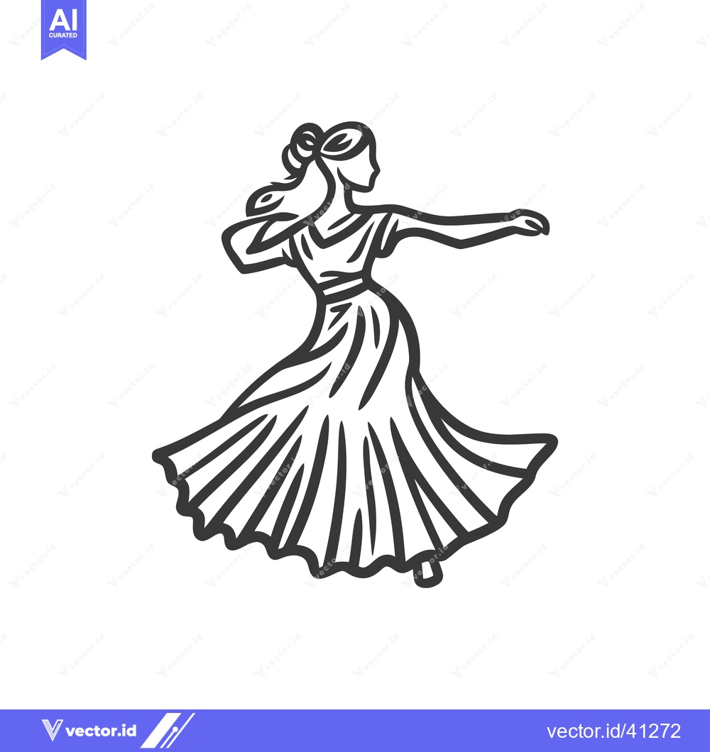 Premium Vector dari A stylized illustration depicting a woman in motion gracefully dancing
