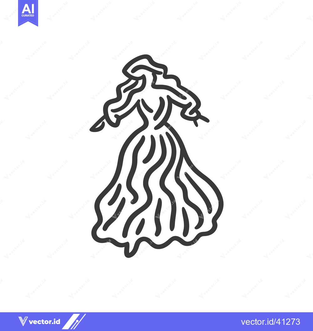 Premium Vector of Simple linear drawing of a woman in a long flowing dress