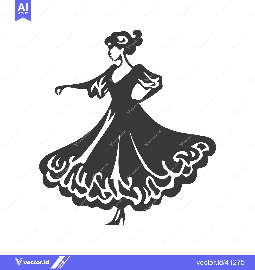 Premium Vector of A stylized silhouette shows a graceful woman dancing with elegance