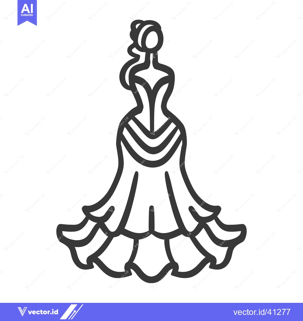 Premium Vector of A stylized line drawing illustrates an elegant formal ball gown