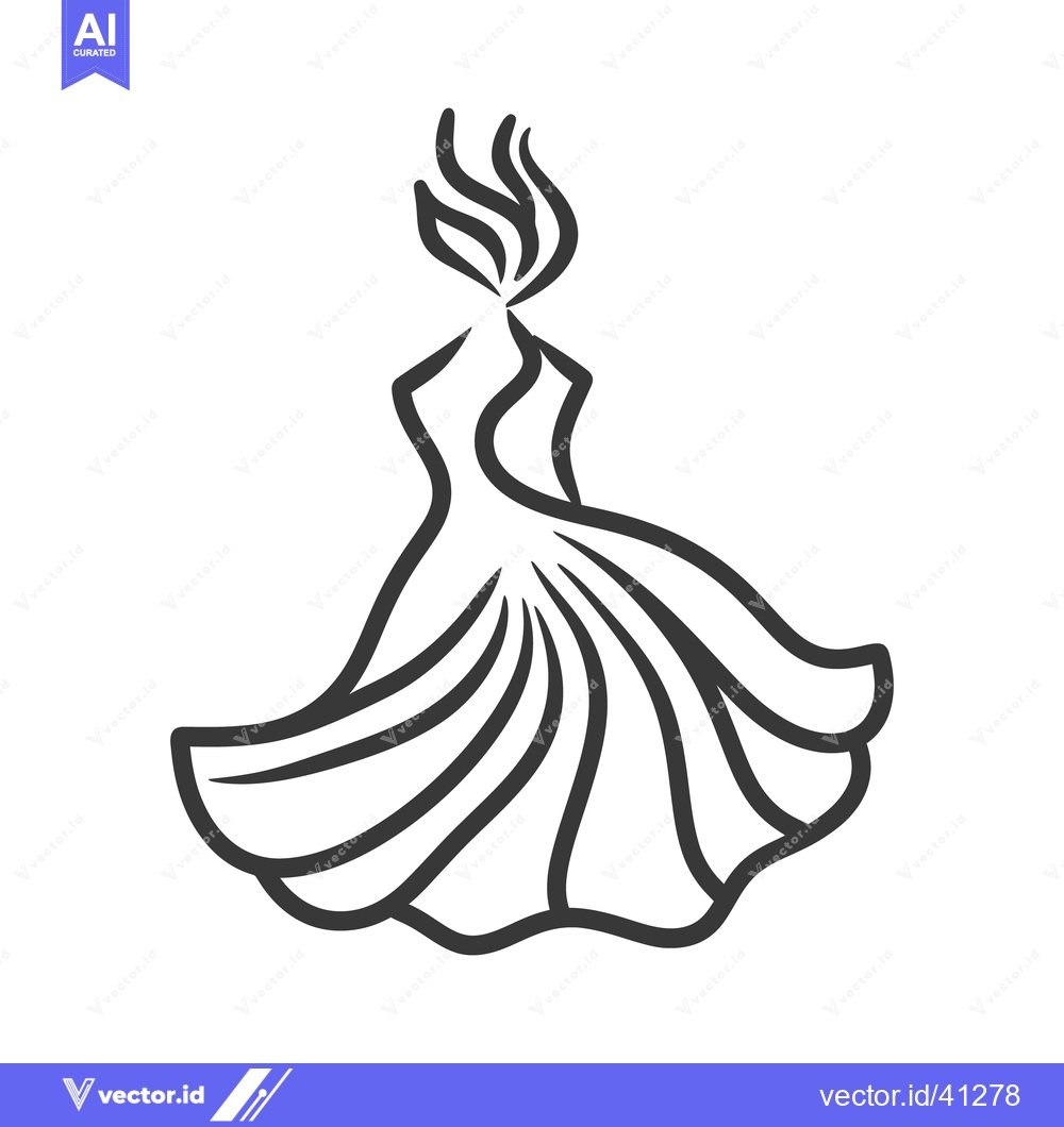 Premium Vector dari A stylized line drawing of a woman in an elegant gown