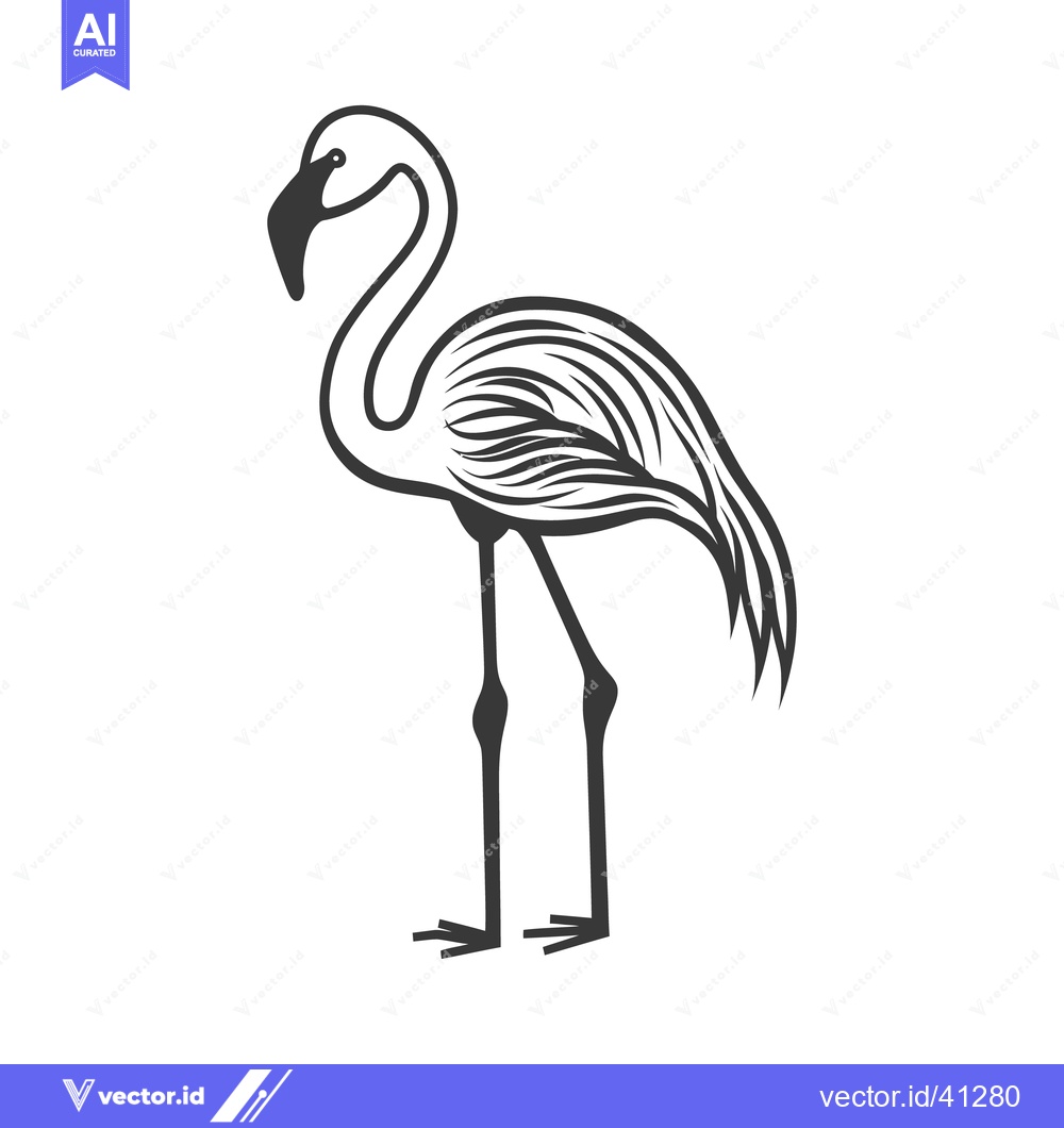 Premium Vector of A Stylized Illustration Depicting a Graceful Bird with Long Legs