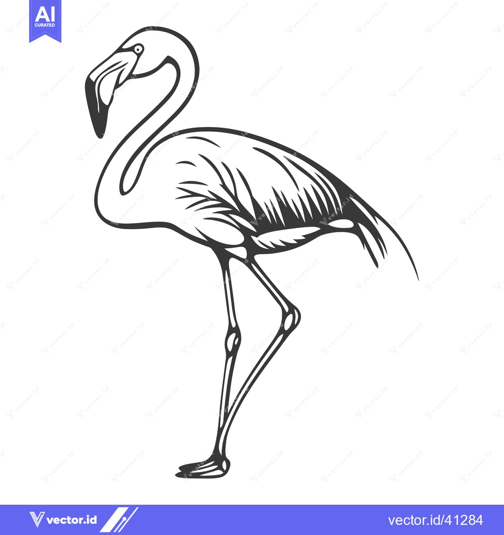 Premium Vector dari A Stylized Illustration Depicting A Standing Flamingo Bird