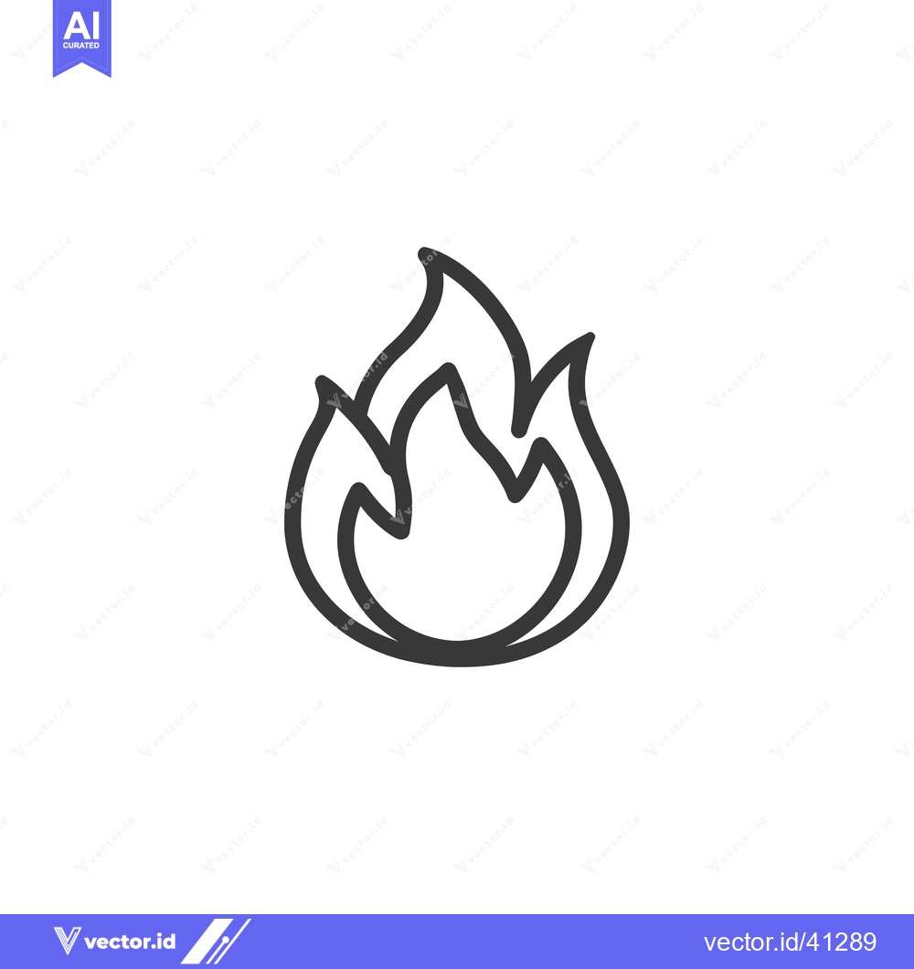 Premium Vector dari Minimalist Fire Icon: Bold Outline on White Background