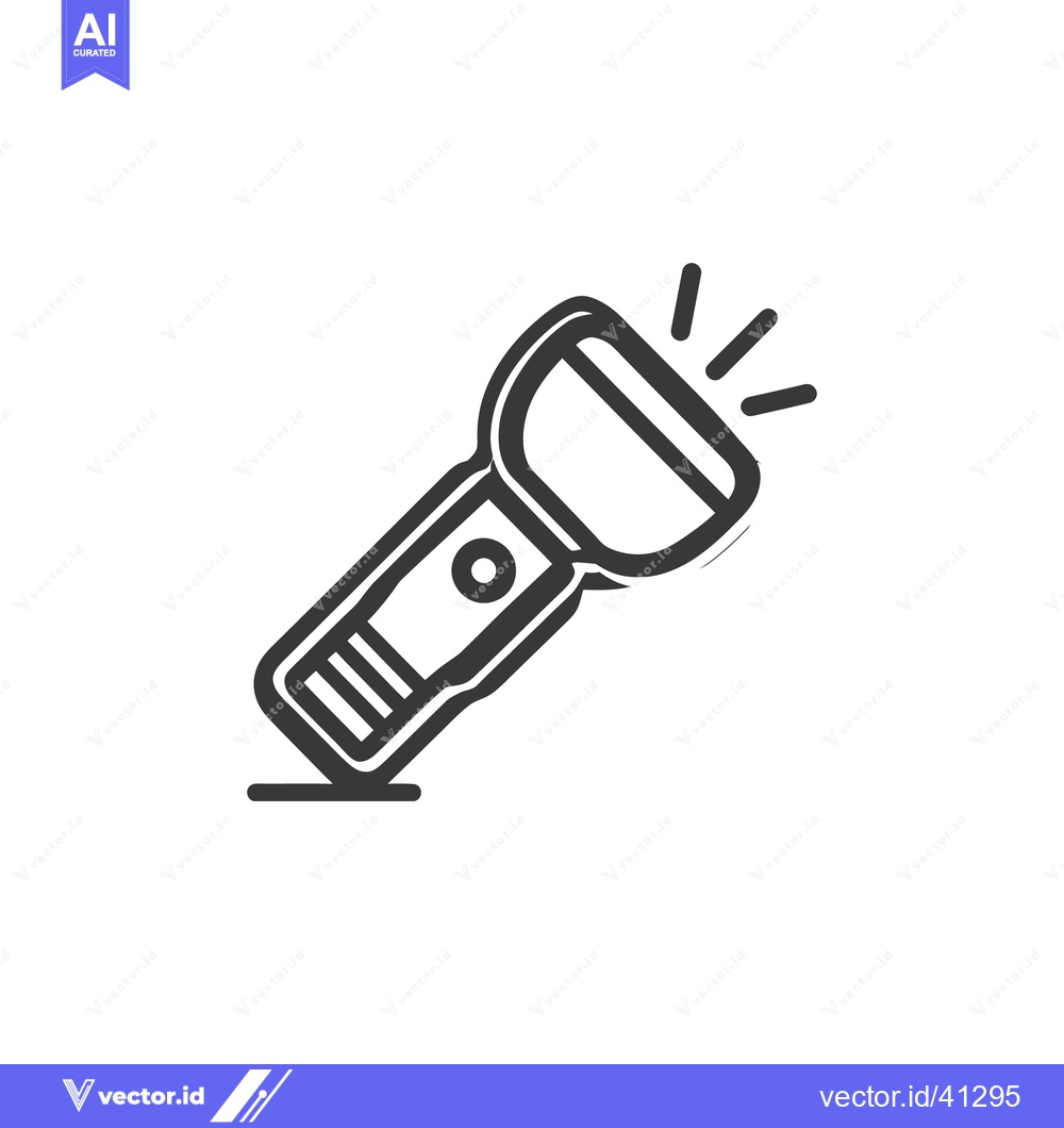 Premium Vector of Bold Outline Icon of a Modern Flashlight with Light Beams