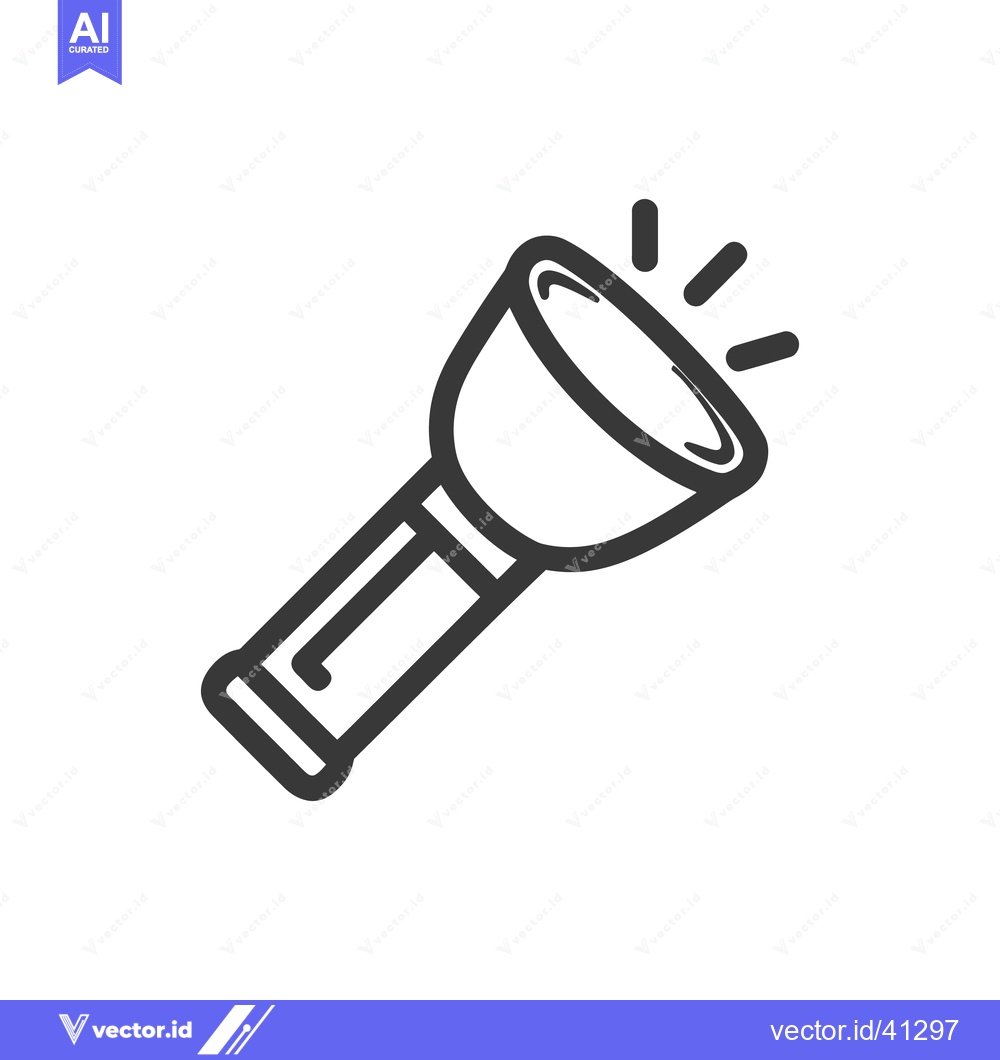 Premium Vector of Minimalist Flashlight Icon: Bold Outline on White Background