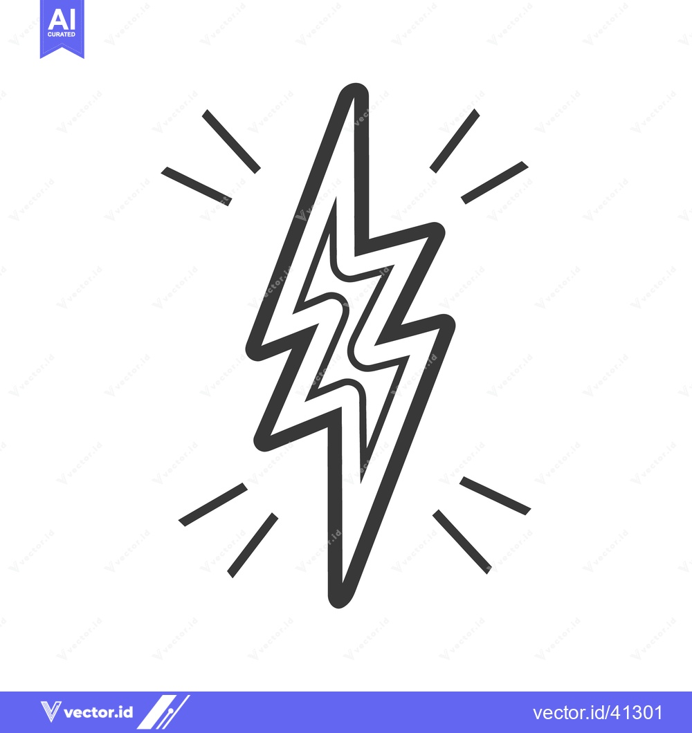 Premium Vector dari A simple black and white illustration of a lightning bolt