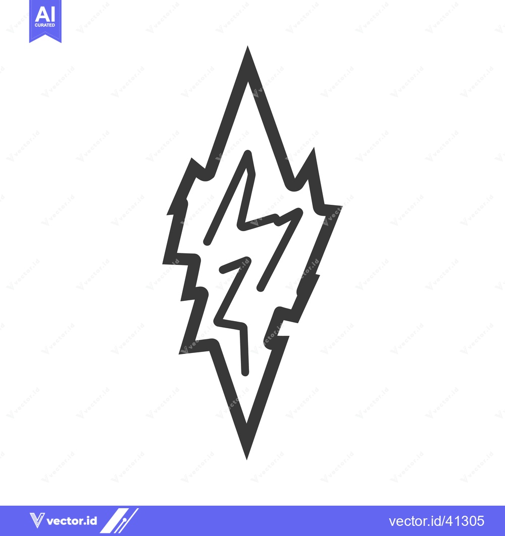 Premium Vector of The image depicts a jagged stylized abstract lightning bolt design