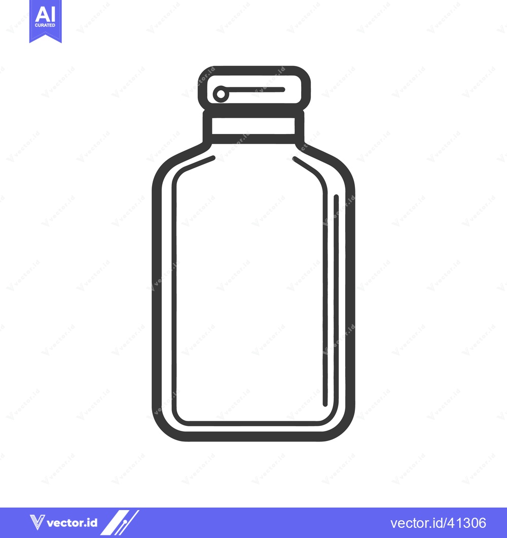 Premium Vector of Simple black and white illustration depicts an empty medicine bottle