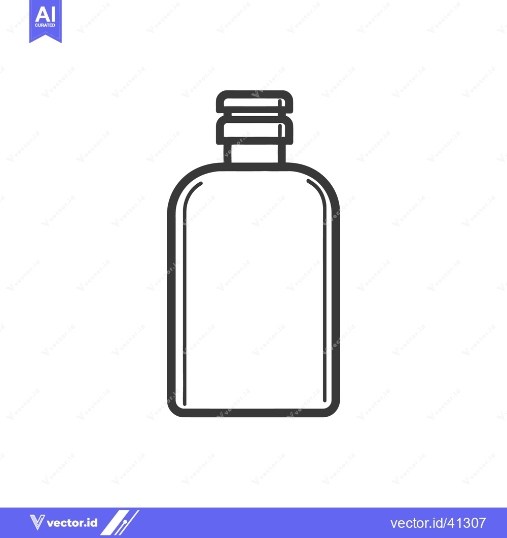Premium Vector dari An illustrated line drawing shows a small rectangular bottle