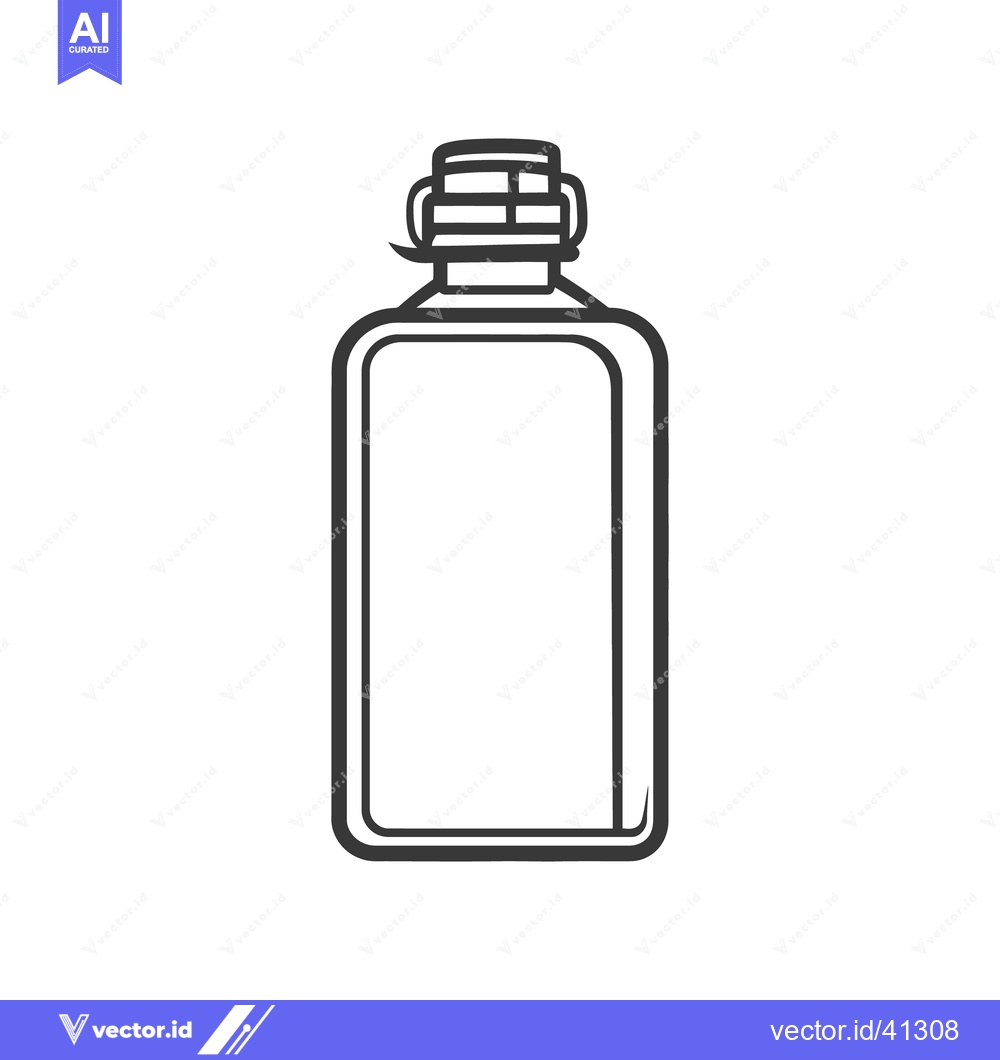 Premium Vector of A minimalist illustration showing a rectangular bottle with a stopper