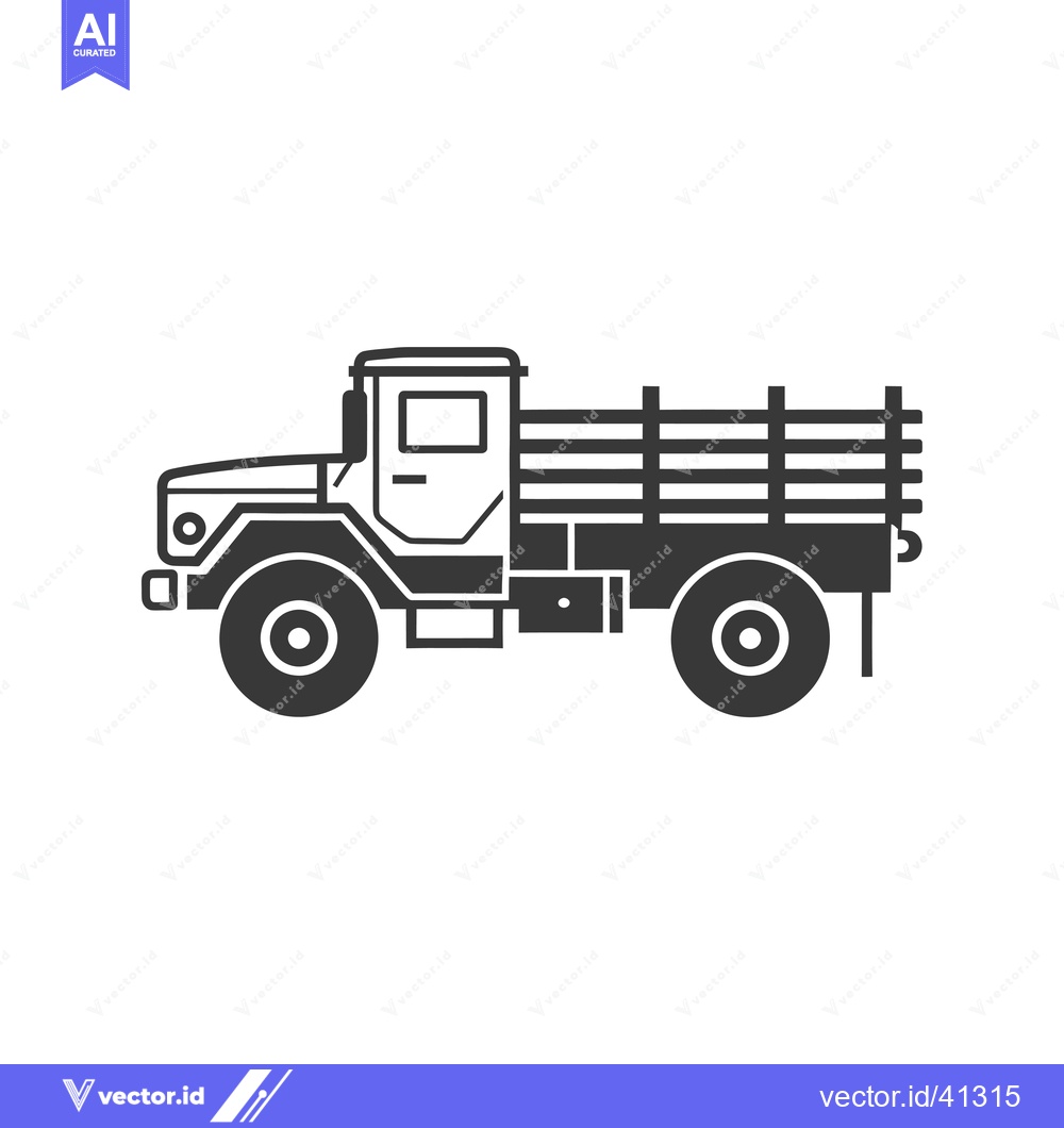 Premium Vector dari Flat Icon of a Black and White Pickup Truck