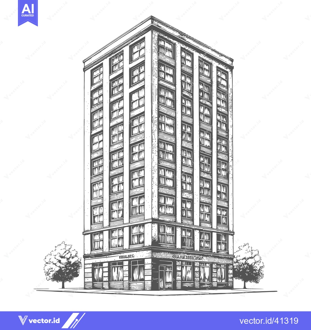 Premium Vector of Hand Drawn Sketch Of A Multi Story City Building
