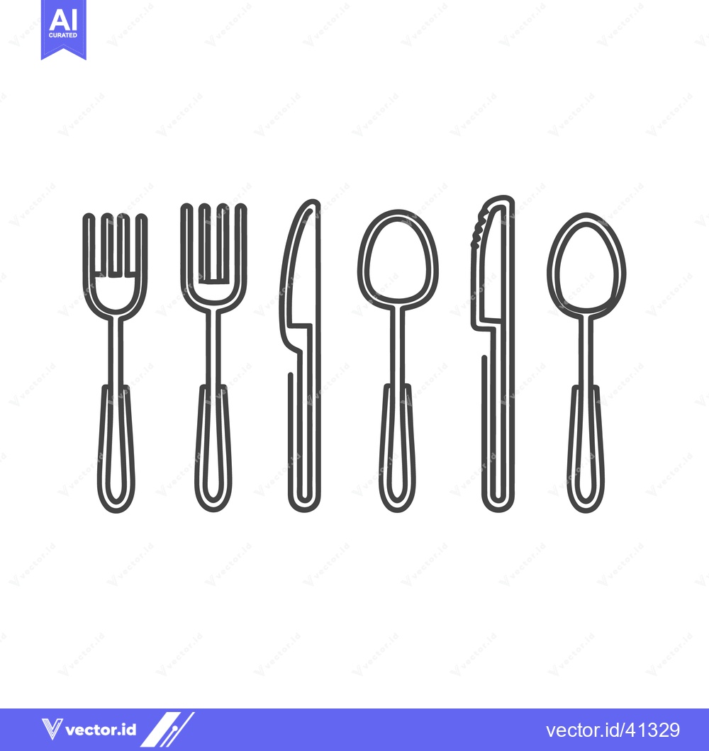 Premium Vector of Minimalist Cutlery Lineup: Fork, Knife, and Spoon Icons on White Backg