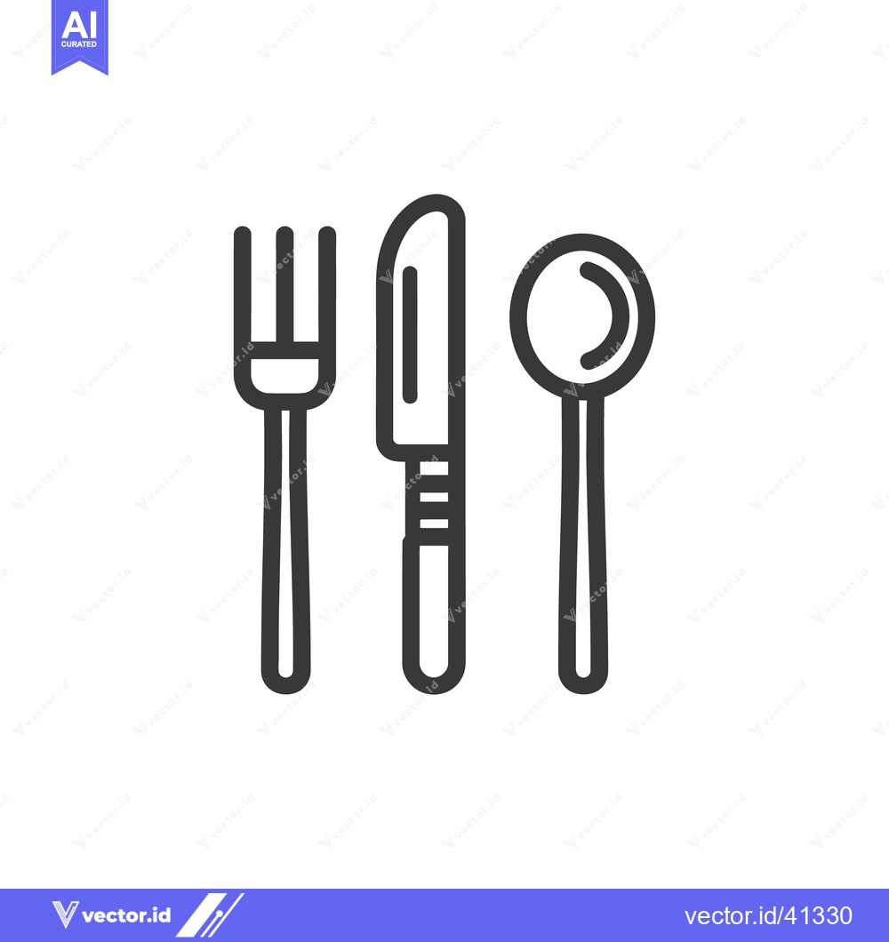 Premium Vector dari Minimalist Cutlery Icon: Fork, Knife, and Spoon in Bold Outline Style