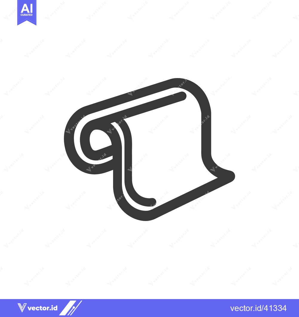 Premium Vector of Minimalist Scroll Icon: Dark Gray Outline on White Background, Curled