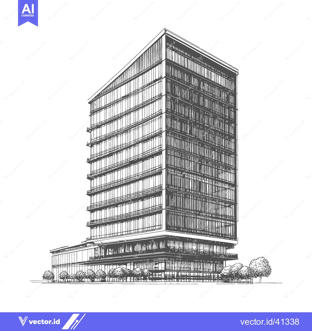 Premium Vector dari Modern Office Building Architectural Sketch Design