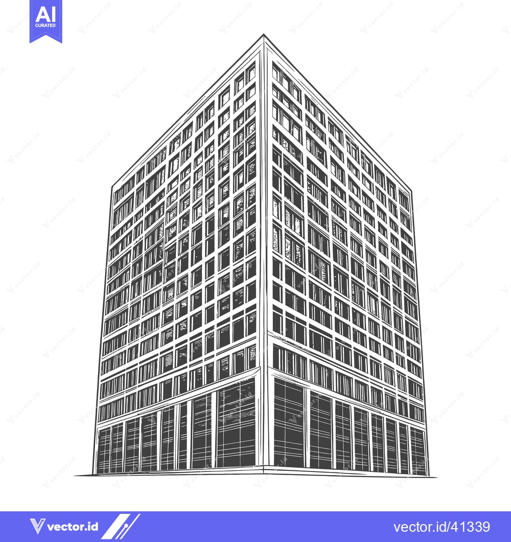 Premium Vector of A Sketch of a Modern Multistory Building