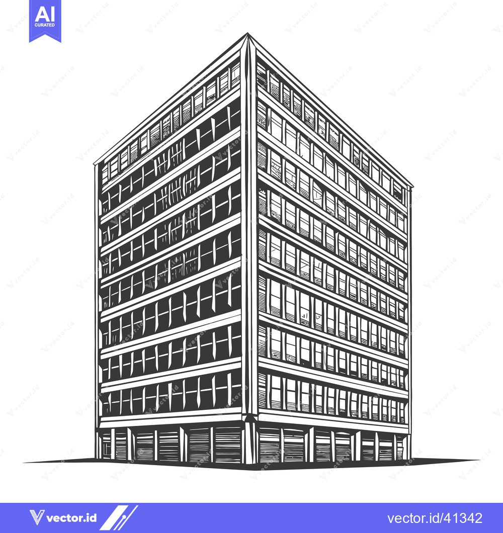 Premium Vector dari A Multi Story Building Architectural Sketch Design