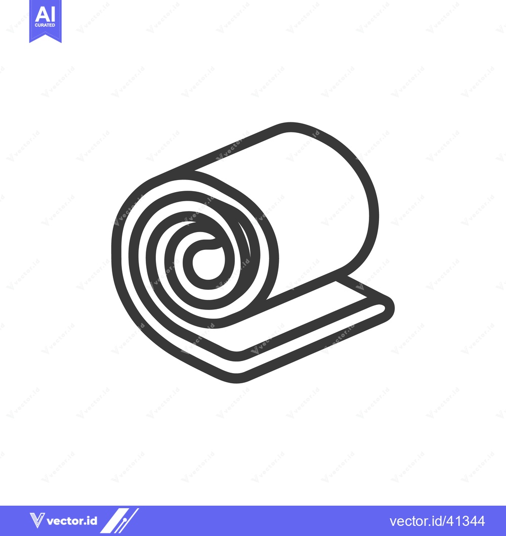 Premium Vector dari Minimalist Yoga Mat Icon: Rolled Exercise Equipment for Fitness and We