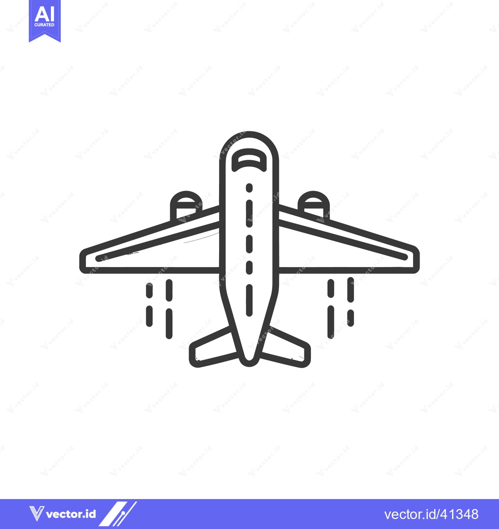 Premium Vector of Airplane Icon: Minimalist Line Art of a Passenger Jet