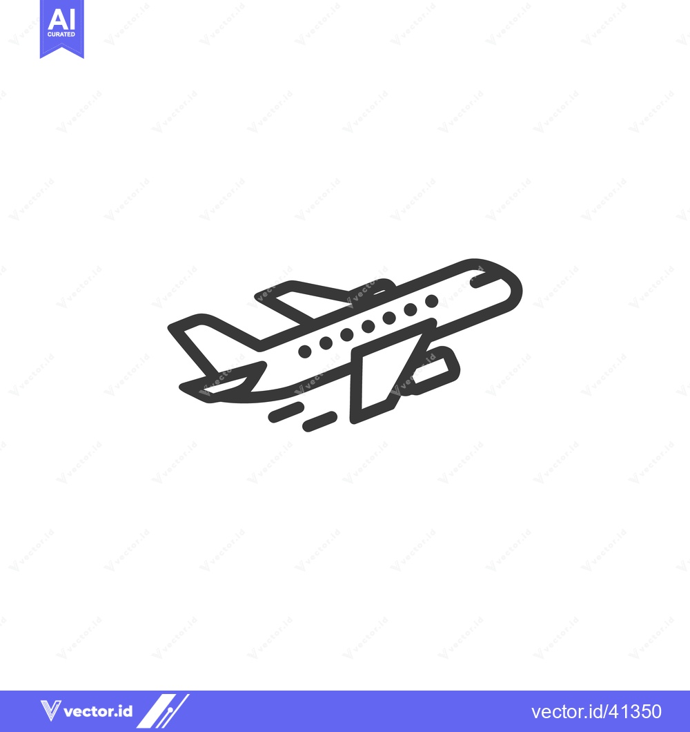 Premium Vector of Sleek Airplane Icon: Modern Aviation Symbol with Motion Trails