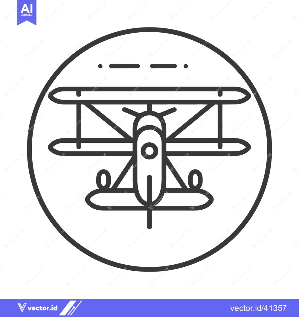 Premium Vector dari A graphic illustration of a classic biplane within a circle