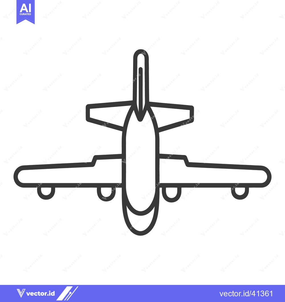 Premium Vector dari An overhead outline illustration of a modern passenger airplane