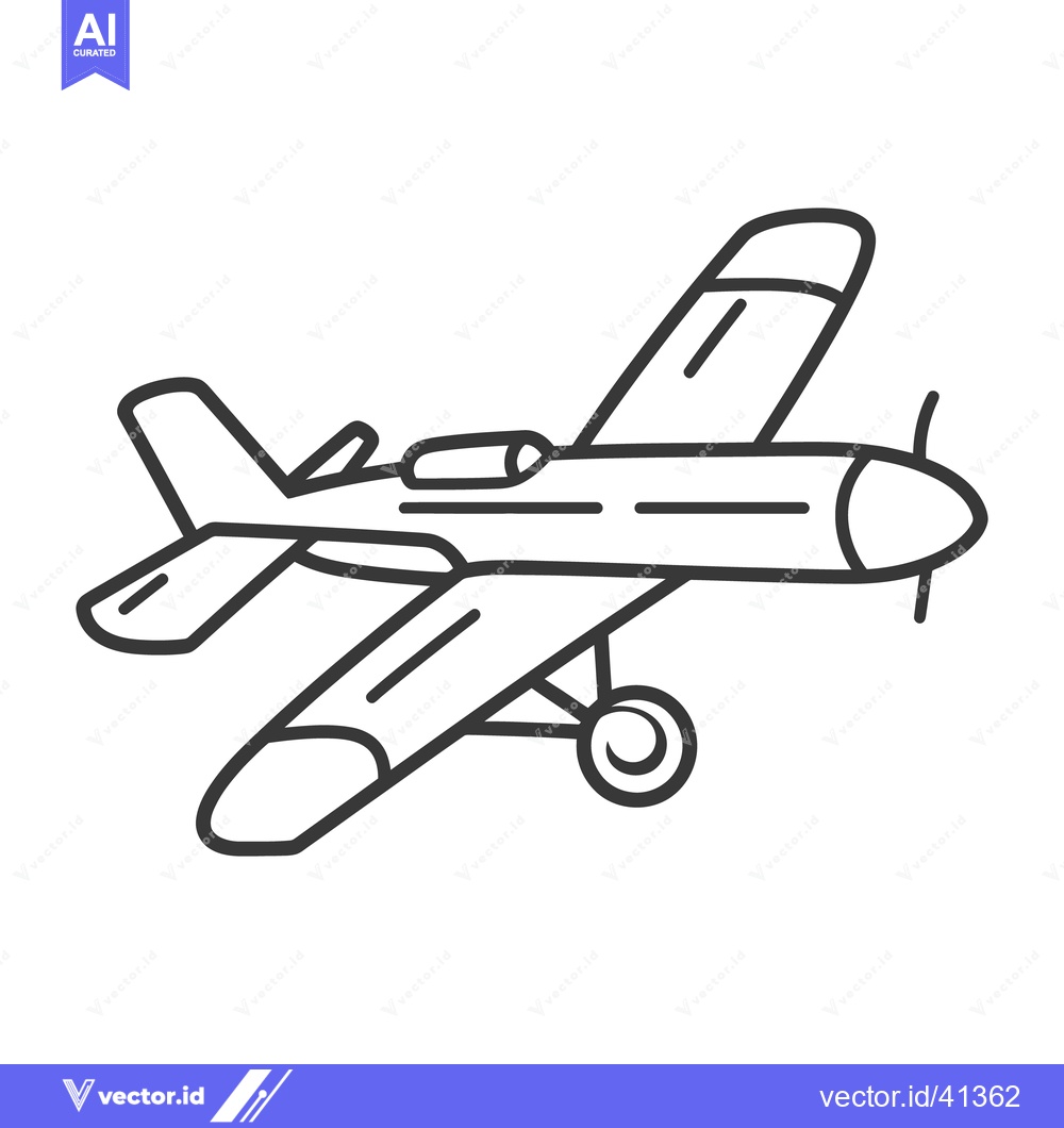 Premium Vector dari Simple drawing depicts an aircraft with a propeller and wings