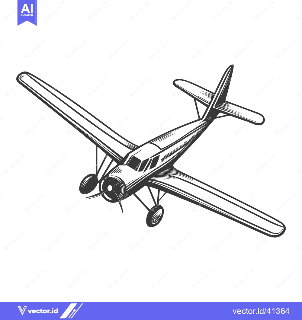Premium Vector of A detailed illustration depicting a small vintage single engine airpla