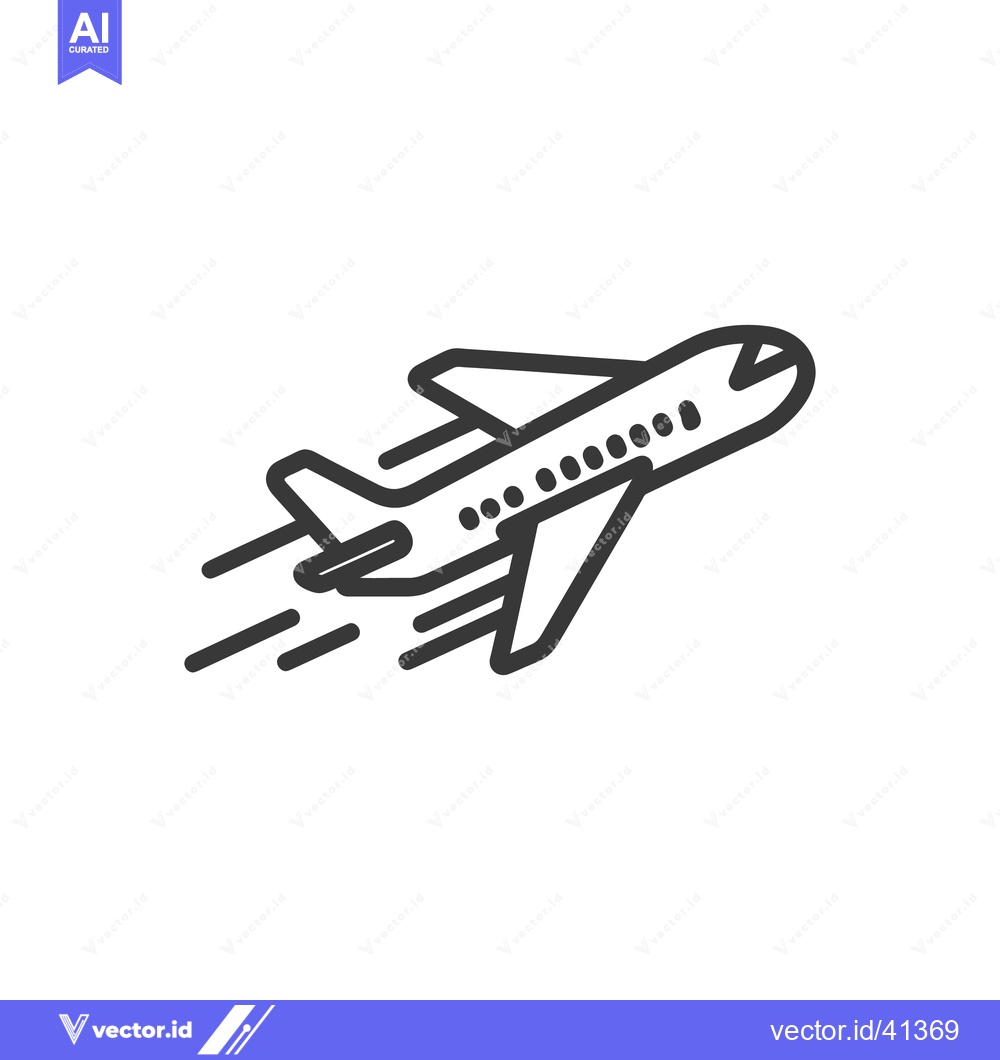 Premium Vector dari Airplane Icon Ascending with Motion Trails, Isolated on White Backgrou