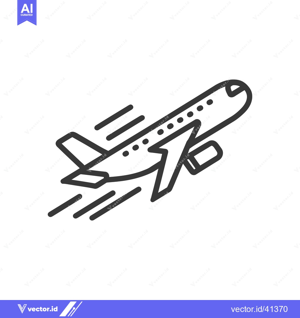 Premium Vector of Airplane Taking Off Icon: Modern Line Art Design on White Background
