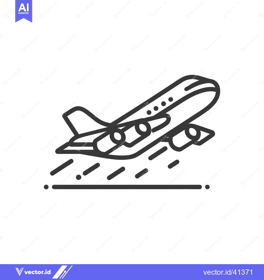 Premium Vector of Airplane Taking Off: Bold Line Art Icon on White Background