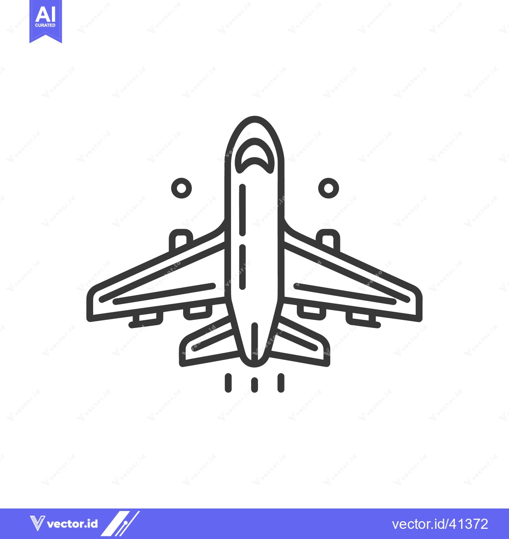 Premium Vector of Airplane Icon: Modern Line Art of a Jet Taking Off