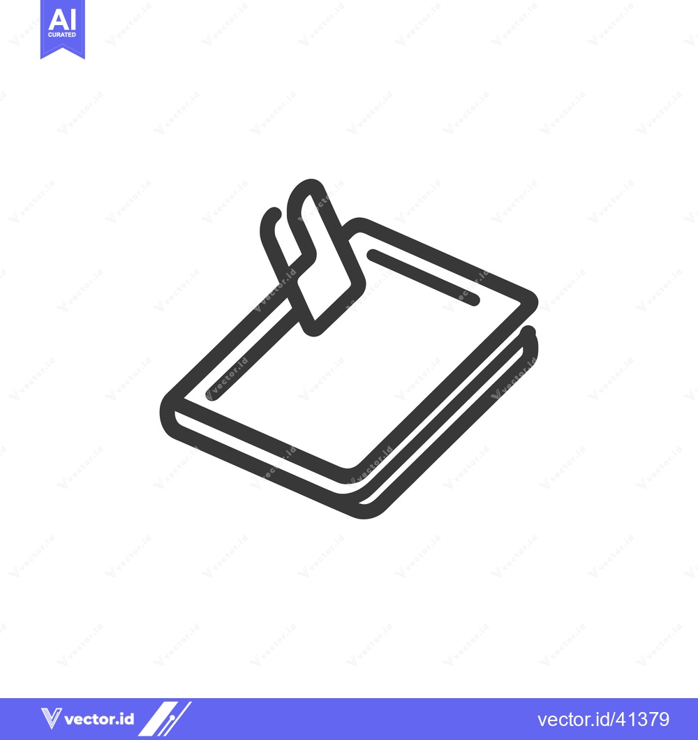 Premium Vector of Minimalist Notebook Icon with Bookmark, Line Art Style, Isolated on Wh