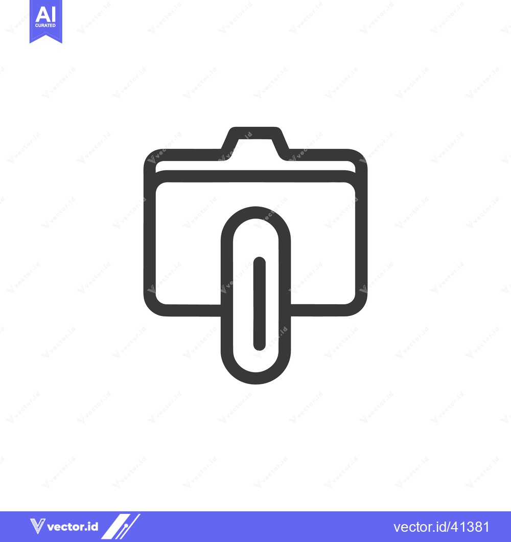 Premium Vector dari Minimalist Folder Icon with Paperclip, Outline Style, Isolated