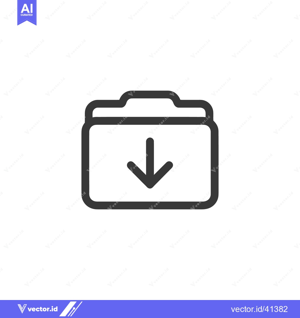 Premium Vector dari Download Folder Icon: Simple, Bold Outline with Arrow on White Backgro